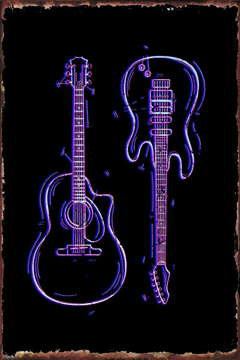 

Neon Guitars Metal Sign Tin Sign Tin Plates Wall Decor Room Decoration Retro Vintage For Art Pub Home Club Man Cave Cafe