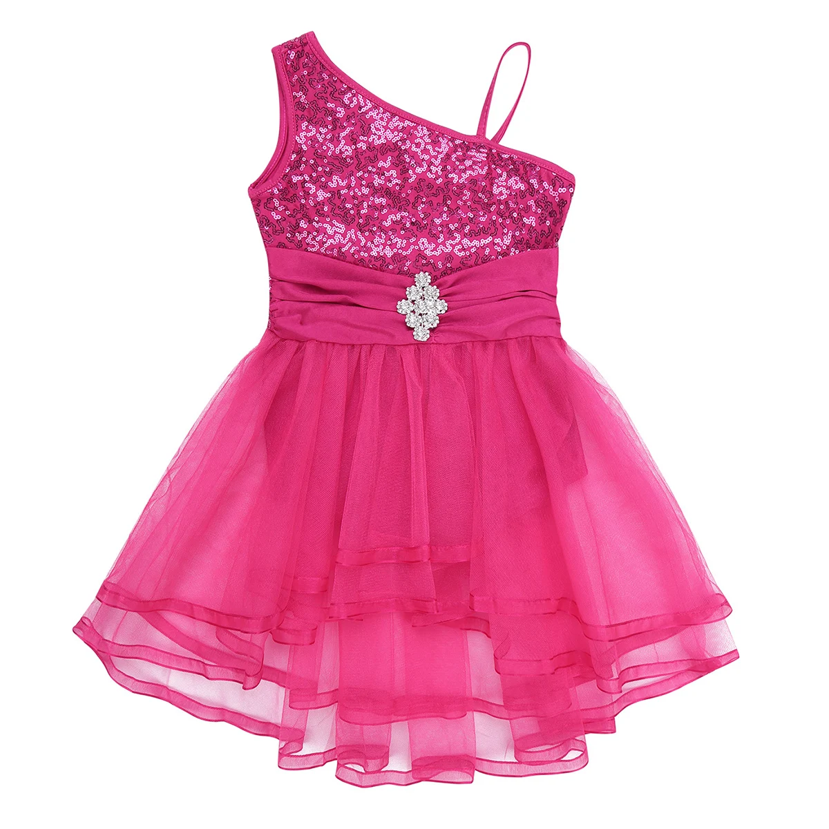 TiaoBug/детское блестящее Сетчатое платье трико для балета с пачкой на одно плечо