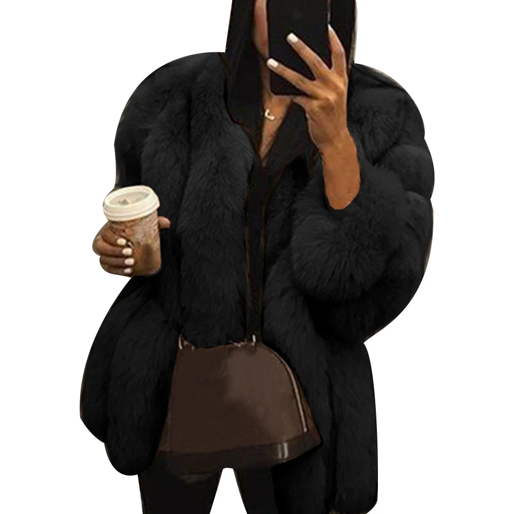 Womens Casual Jacket  Short Faux Fur Coat Warm Furry Jacket Long Sleeve Outerwear Ladies down coats