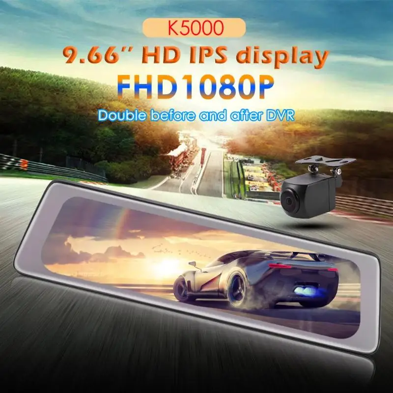 K5000 9 66 &quotсенсорный экран Автомобильный видеорегистратор зеркало камера двойной
