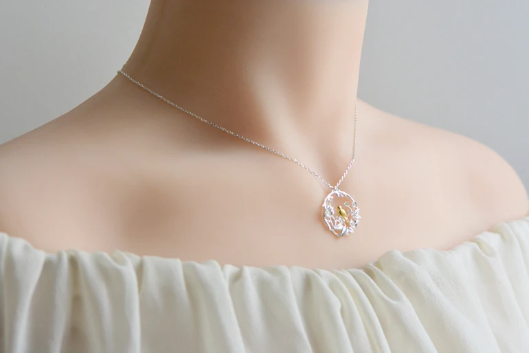 Подарок на день рождения для девушки серебряный цветок Венок птица ожерелье День