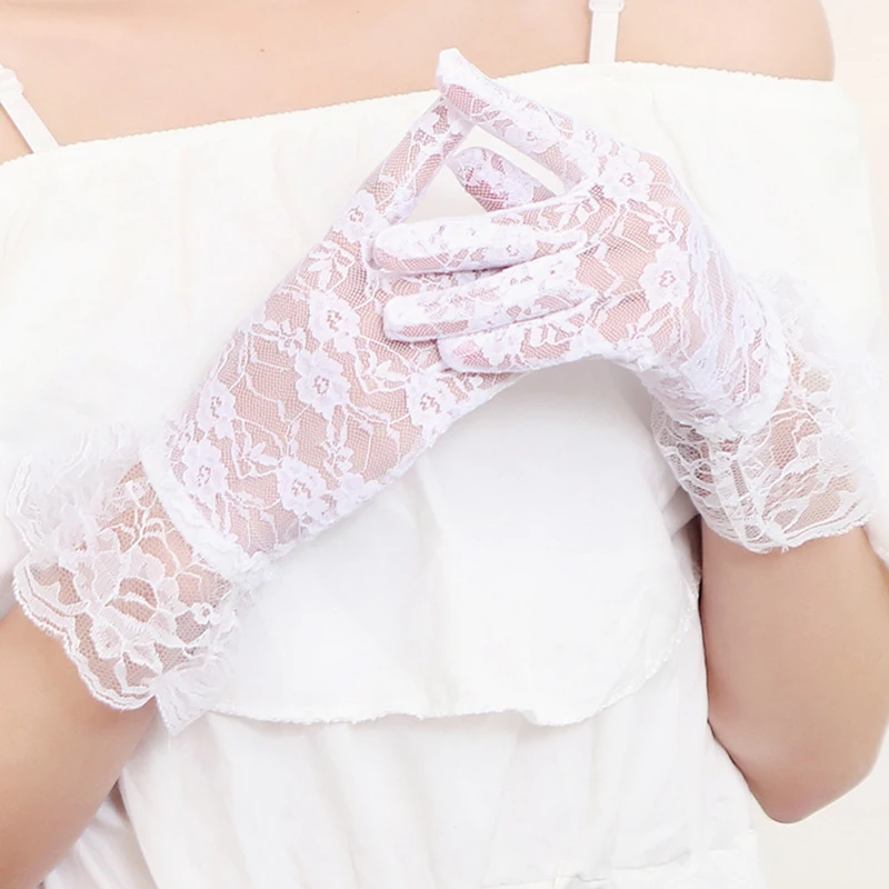 

Sexy Lace Sunscreen Gloves Wedding Bride Ceremonial Women's Gloves Dress Gloves