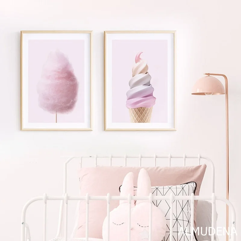 Скандинавские плакаты и принты розовое мороженое хлопок конфеты Картина на
