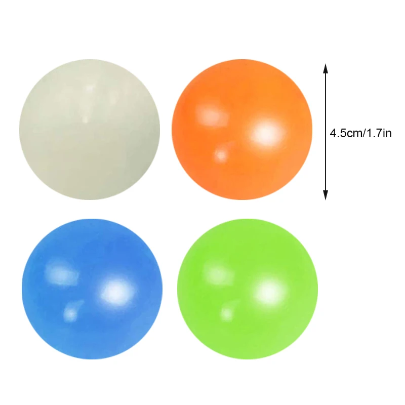 

4/8pcs Ceiling Sticky Ball Decompress Stress Relief Ball Glowing Stress Relief Toy Tear-Resistant Fun Toy for Kids Adult C66