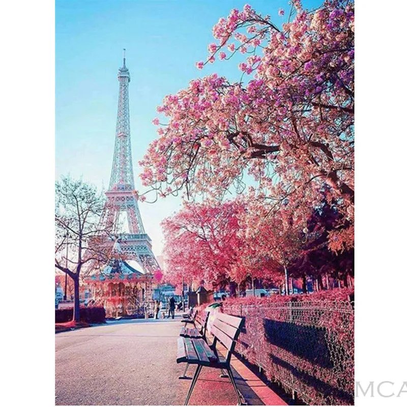 Poster Paris Eiffel Tower Cross-Stitch Kit Paint By Numbers Diy Full 5D Diamond Painting Embroidery Mosaic Accessories Home Deco | Дом и сад