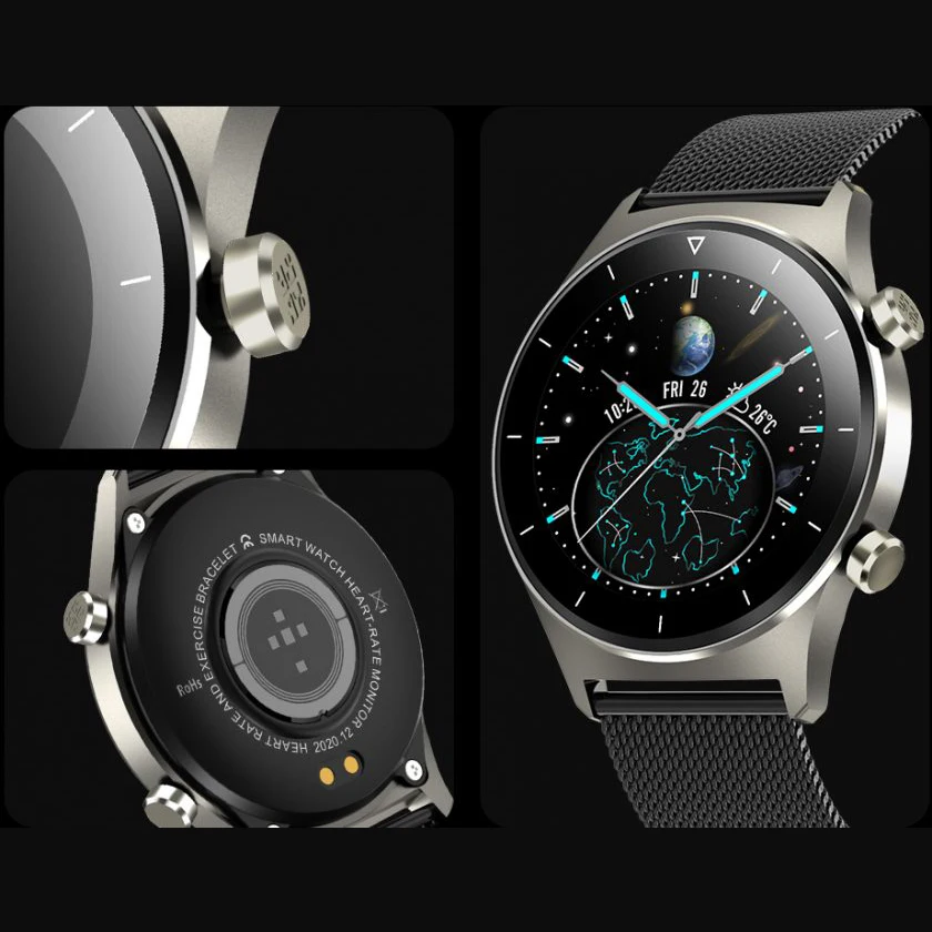 

2020 Newest Fitness Smart Watch Men Sports SmartWatch Pedometer Round Touch Screen Bluetooth Wristwatch for IOS And Android