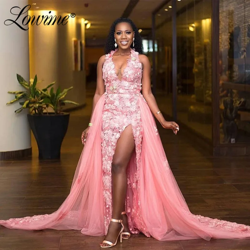 

Женское вечернее платье с юбкой годе, розовое длинное платье с лямкой на шее и цветочным принтом в африканском стиле, модель 2020 на заказ, 2020