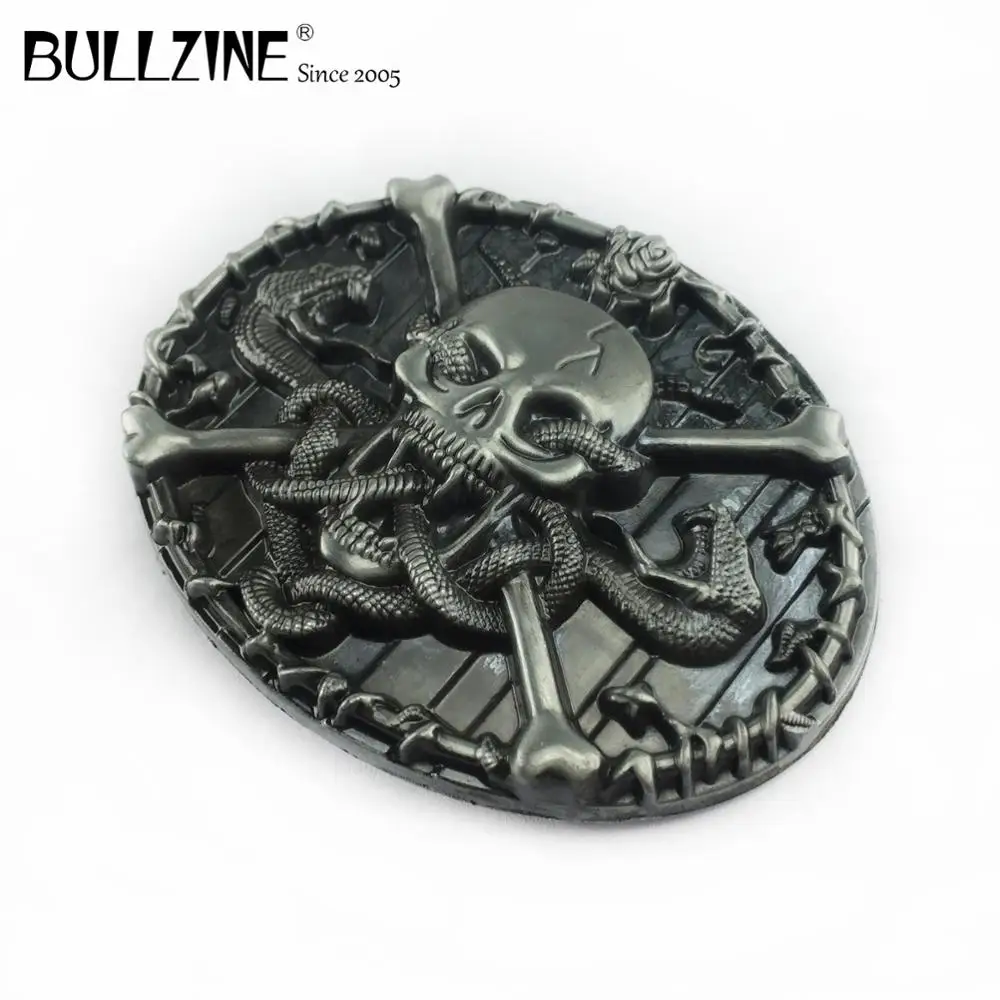 Bullzine цинковый сплав череп с Змея Пряжка на ремешке магическое Оловянное ожерелье
