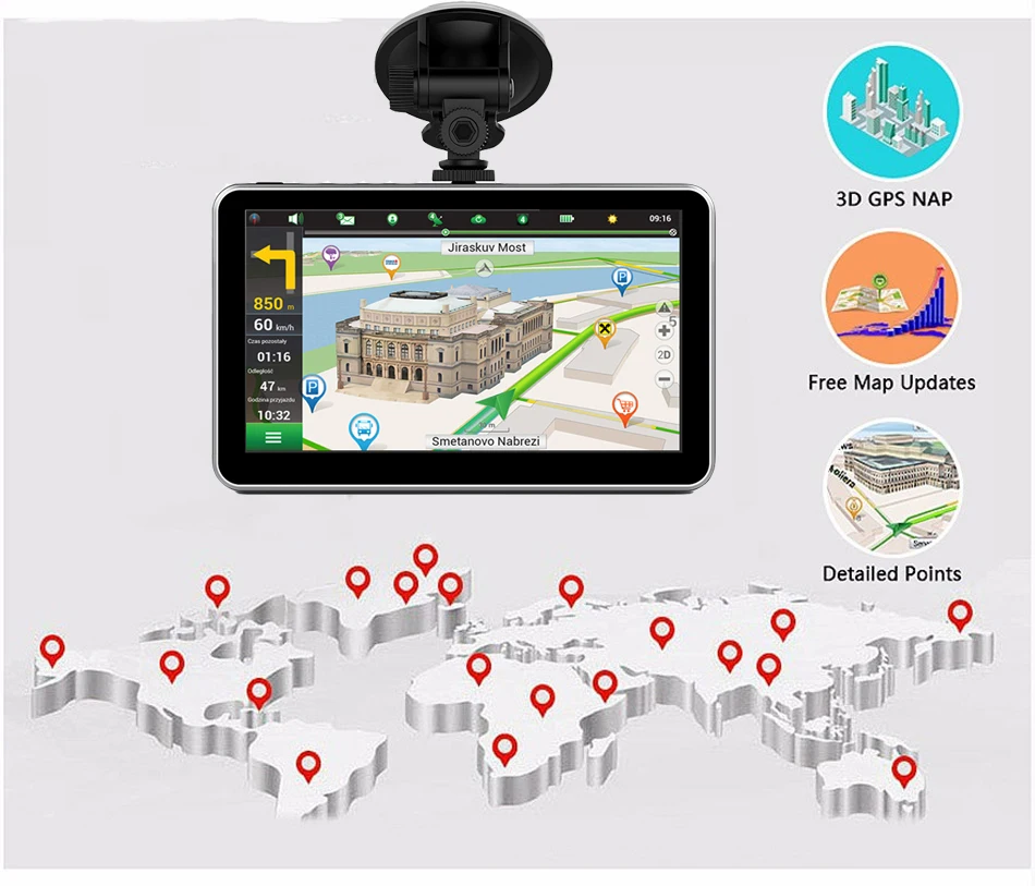Автомобильный видеорегистратор Anfilite, 7 дюймов, Android, gps навигация, емкостный 512 Мб, 16 ГБ, Bluetooth, Wi-Fi, карта России, Европы, навигатор для грузовиков