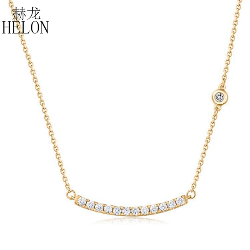 

HELON Solid 18K (AU750) Yellow Gold 0.15CT Certified H/SI Natural Diamond Engagement Wedding Women Trendy Fine Jewelry Necklaces