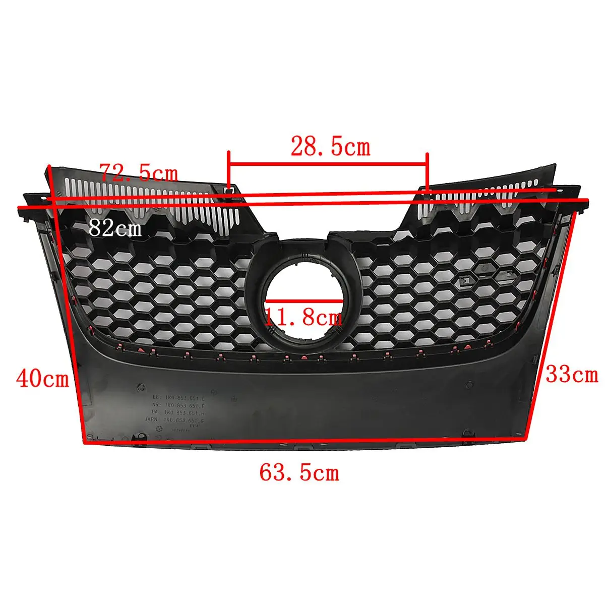 

Car Red Strip Front Center Grille Bumper Grill with Red Border For VW for Jetta GTI GLI MK5 2006 2007 2008 2009