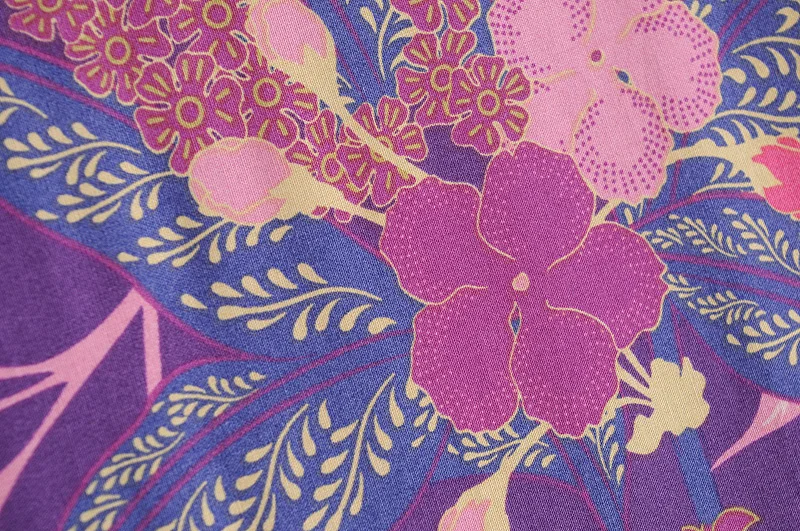 Винтажное шикарное женское фиолетовое богемное кимоно с цветочным принтом и