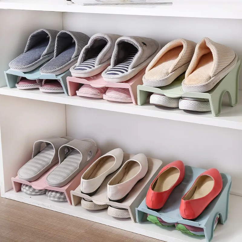 

New Hot Shoemaker Shoe Storage Artifact Simple Home Dormitory Female Plastic Double-Layer Slippers Shoe Rack