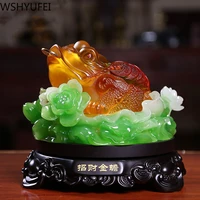 chinese feng shui resin gold toad decoration shop living room office desk room showcase gold enamel home decoration