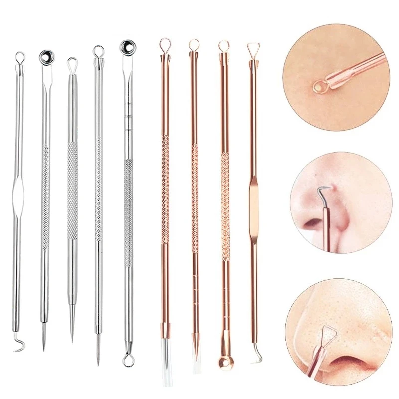 

7pcs Stainless Steel Blackhead Remover Tool Kit Face Massage Whitehead Pimple Spot Comedone Acne Extractor Face Skin Care Tools