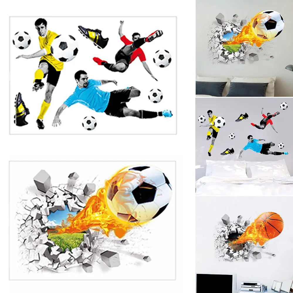 Стрельба футбол через стены наклейки для детской комнаты декорация Переводные