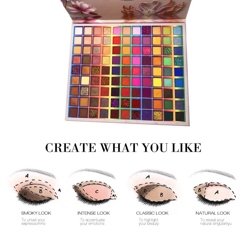 

99 Colors Eyeshadow Palette 8pcs Brush Holographic Fluorescent Shiny Matte Glitter Pigment Eye Shadow Pallete Eye Makeup sombras