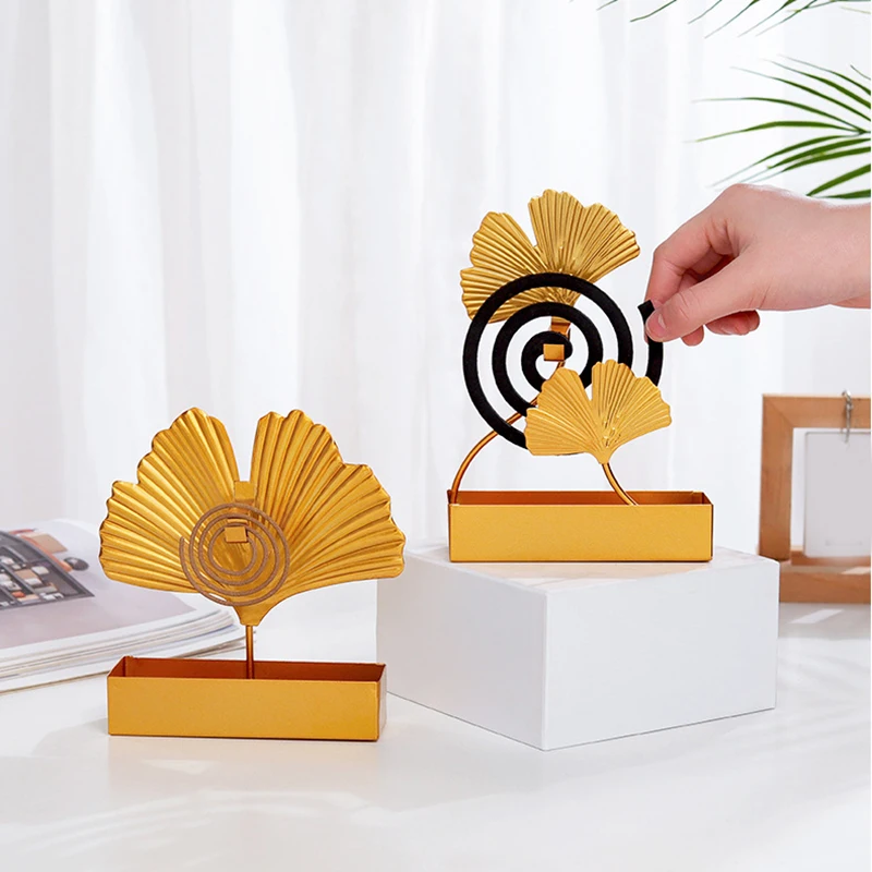 

2021 Mosquito Coil Holder Ginkgo Leaf Summer Day Iron Mosquito Repellent Incenses Rack Plate Indoor Home Decoration @LS
