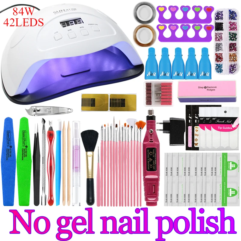 90w lamp no Polish 84/48 кГц/24 Вт УФ лампа 12 Цвет био-Гели Soak Off Гель для ногтей лаки для ногтей комплект гель-лаков для ногтей маникюрный набор для полировки ногтей, электрические маникюрные ручка комплект - Цвет: 90w lamp no Polish