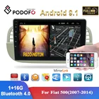 Автомагнитола Podofo, 1 Din, Android 9,1, GPS, Wi-Fi, SWC, FM-радио, для Fiat 500, 2007, 2008, 2009, 2010, 2011, 2012, 2013, 2014