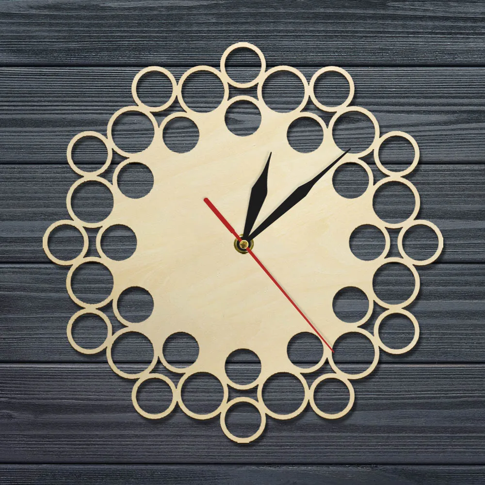 Пузырь Дизайн абстрактные круги деревянные настенные часы Стиль минималистский