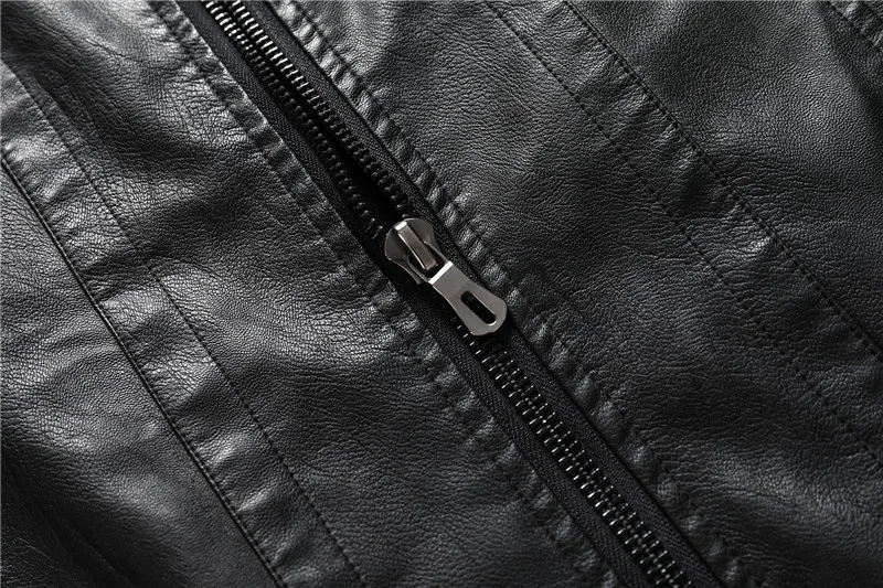 

New Leather Motorcycle Jacket Men High Quality Artificial Leather PU Jacket Men Casual Stand Collar Long Sleeve Men Jackets