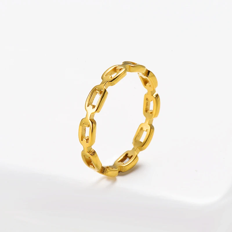 Простое Золотое кольцо цепочка модное женское из нержавеющей стали оптовая