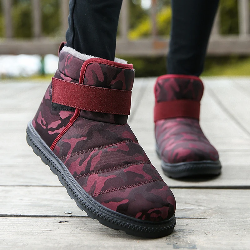 Водонепроницаемые Нескользящие ботинки на липучке для мужчин и женщин теплые