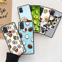 case for samsung galaxy a51 a71 a21s a12 a52 a32 a72 a31 soft coque a41 a02 black mobile phone cover fruit coconut in blue summe