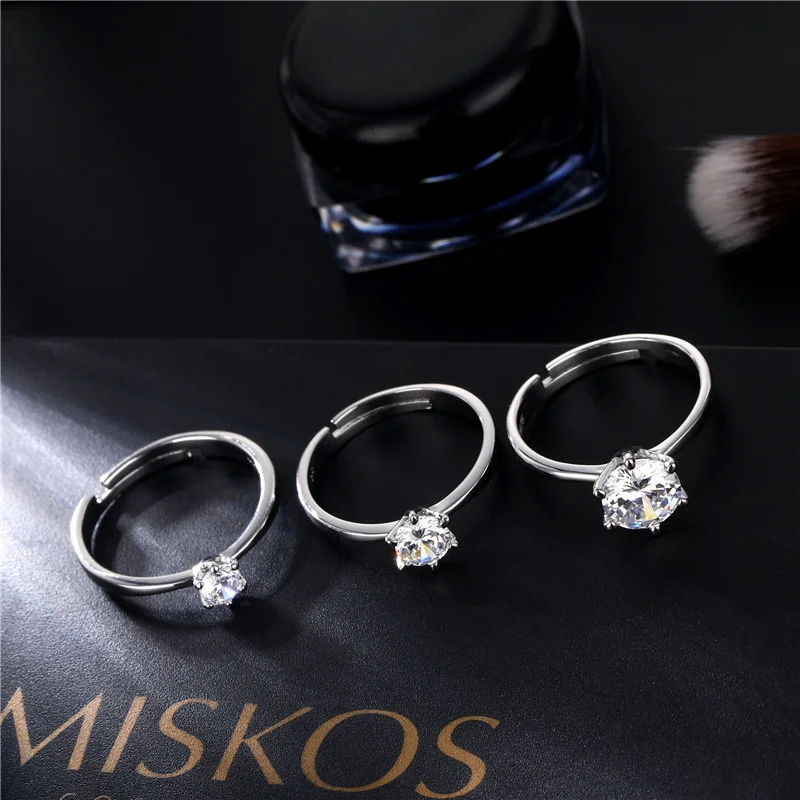 

Jewellery Vintage Charm Claw Diamond Crystal Zircon Simple Female Finger Bridal Wedding Rings for Women Girls