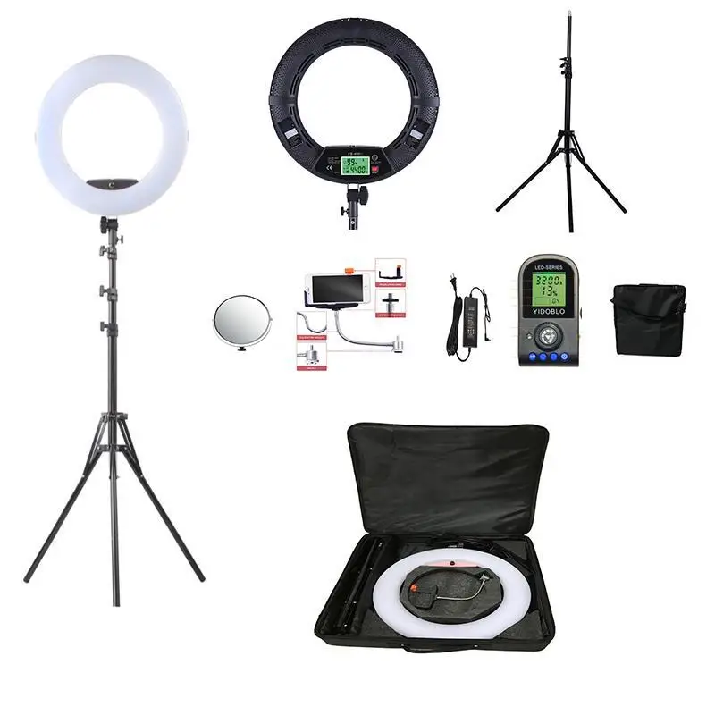 

Selfie Ring Light 18inch Yidoblo FE-480II 96W Led Ring Light Tripod In Photographic Lighting Makeup Light Led Video Ring Lamp