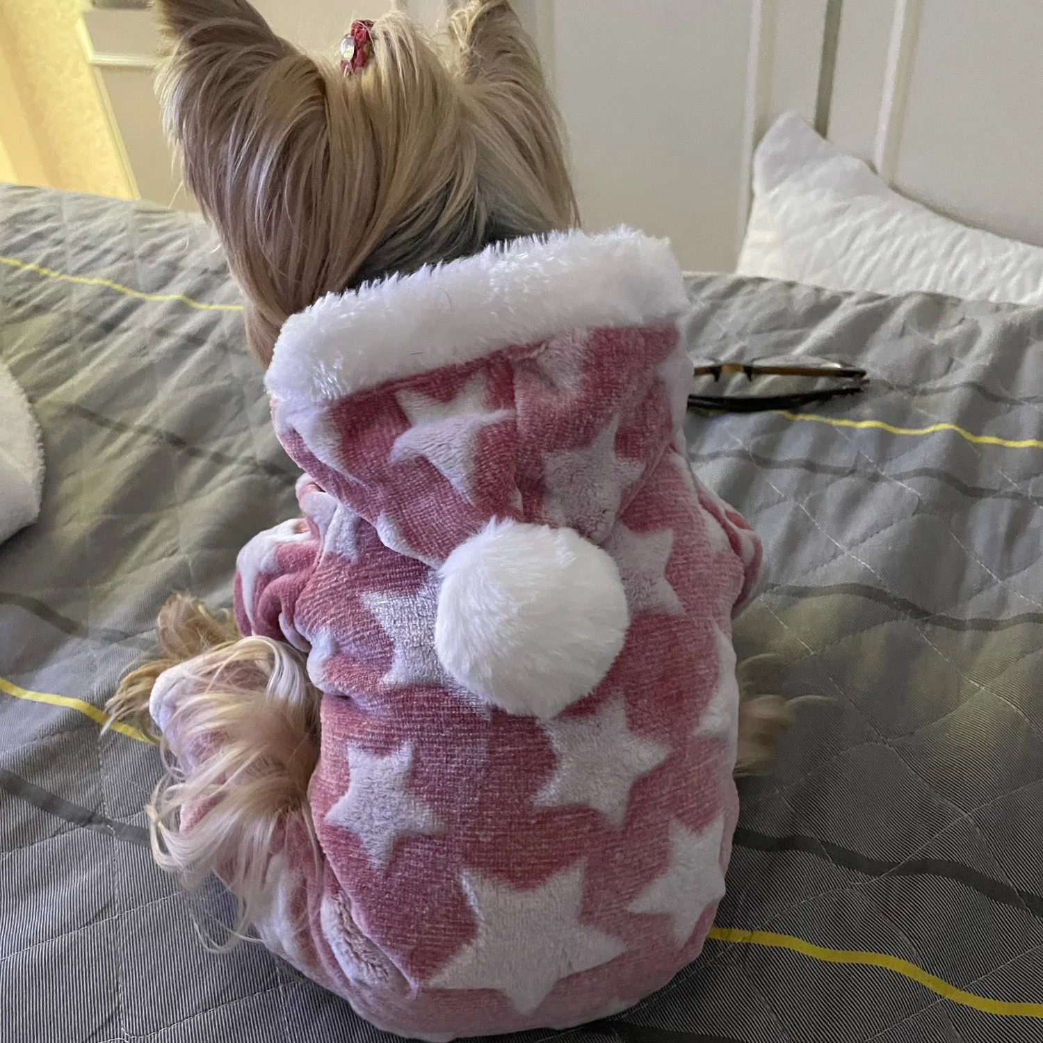 Осенне-зимняя хлопковая одежда для собак со звездами пижамы флисовое пальто