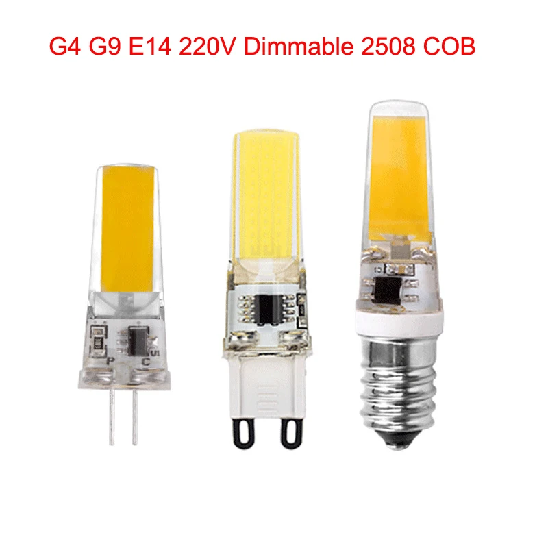 10 шт. Диммируемые Светодиодные лампы G4 G8 G9 E12 E14 E17 BA15D 110 В 220 6 Вт 2508 COB | Освещение