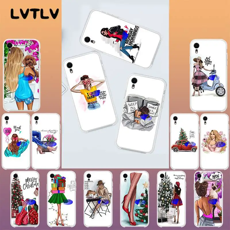 LVTLV Рождество принцесса девушка кофе Coque оболочки телефона чехол для iPhone 11 pro XS MAX 8