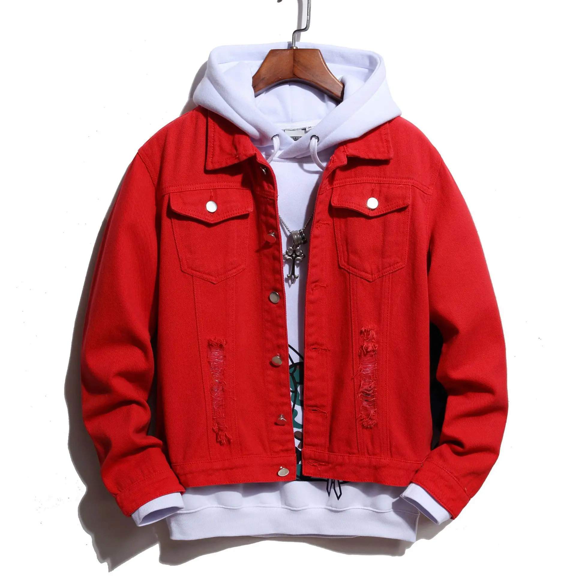 

Men's Denim Jacket Street Style Hip Hop Men's Stretch Denim Jacket Men's Casual Loose Coat Fashion cowboy