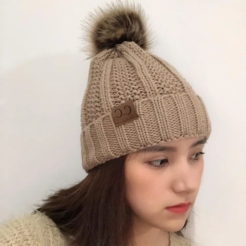 Новинка зимние и осенние шапки с помпоном женские вязаные шерстяные шапочки