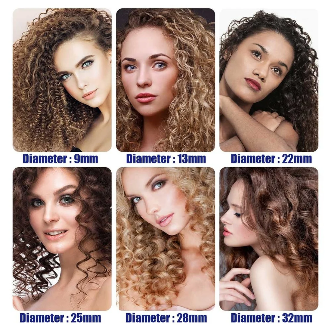 

Professional 9mm Heating Hair Curling Iron Hair Waver Pear Flower Cone Electric Curling Wand Roller Hair Styling Tools Blue