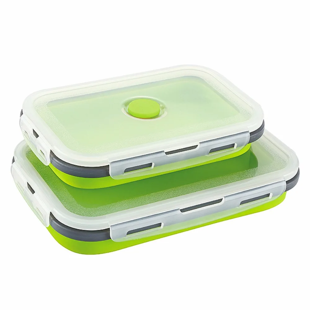 4 размера Портативный Силиконовый Ланч-бокс складной микроволновый пищевой