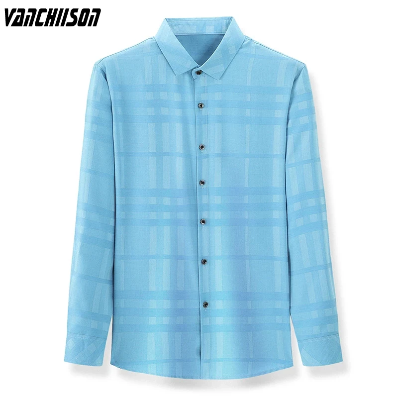 

Mens Brand Shirt Smart Casual Business 57% Cotton for Spring Summer Long Sleeve Turndown Collar Clothing Male A08231332