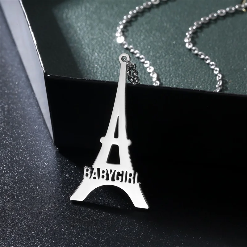 Ожерелья с именем на заказ Эйфелева башня для женщин и мужчин цепочка из