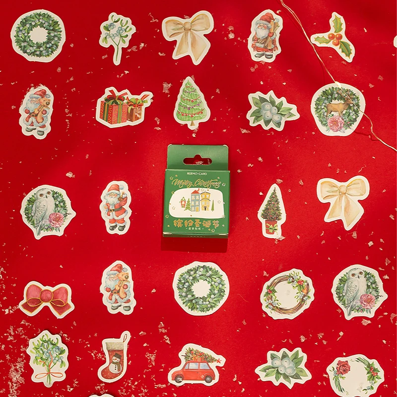 46 шт./коробка набор стикеров из винтажной бумаги в рождественской тематике для декорации дневника, журнала, этикетки альбома и скрапбукинга.