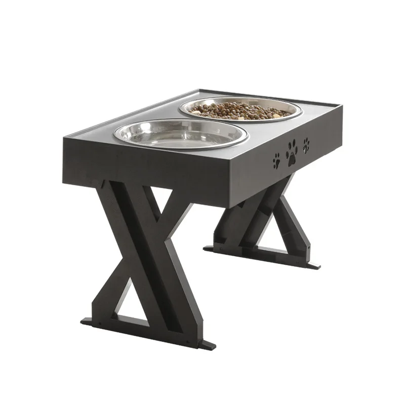 

Adjustable Elevated Dog Bowls Double Stainless Steel Bowls Detachable Elevated Food & Water Dish for Small Medium Dogs Black