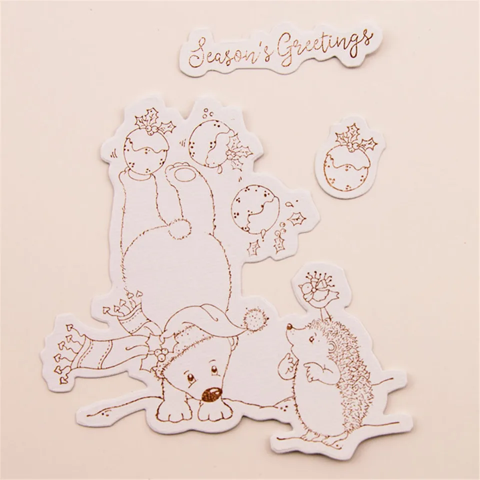 11*16 новые рождественские прозрачные штампы и металлические для животных