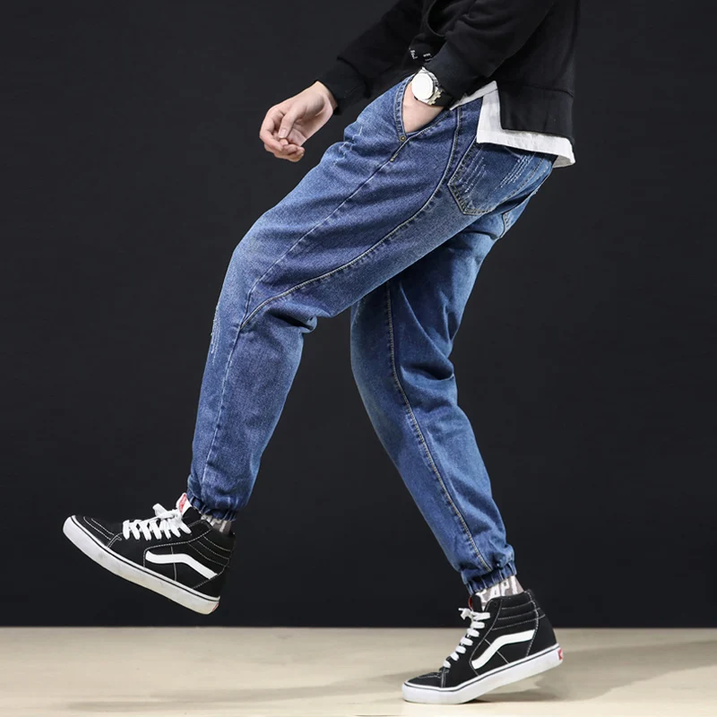 

Japanese Vintage Fashion Men Jeans Loose Fit Spliced Designer Denim Cargo Pants Size 28-44 Hip Hop Jeans Men Joggers Harem Pants