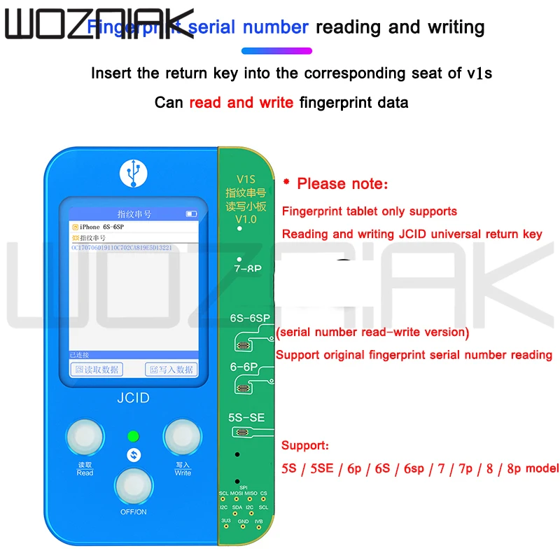 JCID V1S For IPHONE 7 8 8P X 11 PRO MAX Photosensitive Original Color Touch shock Battery Fingerprint Serial Number Programmer |