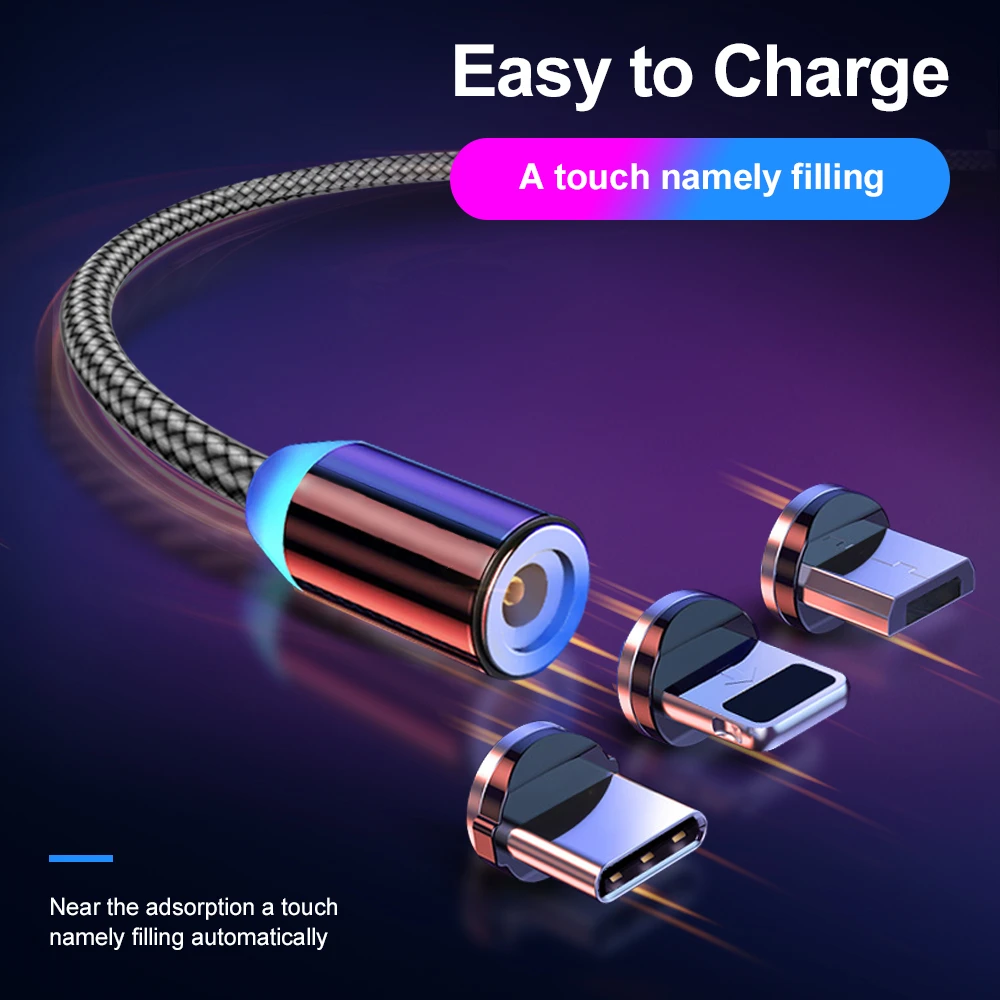 1M/2M Магнитный Кабель с разъемом Micro USB Type C кабель для передачи данных iPhone Xs 11 Xiaomi 10