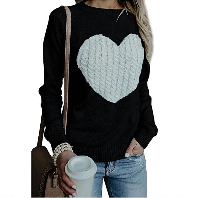 

Autumn Winter O Neck Women Sweaters 2019 Pullovers Long Sleeve Sweater Slim Heart Knitted Jumpers Female Sweaters Sueter Mujer