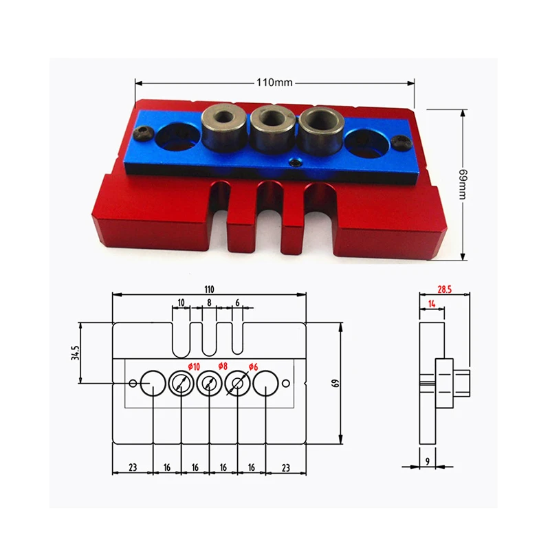 Woodworking Splicing Board Hole Opener Locator W/ Drills Tenon Punchers Positioning Dowelling Jig Tools DIY | Инструменты