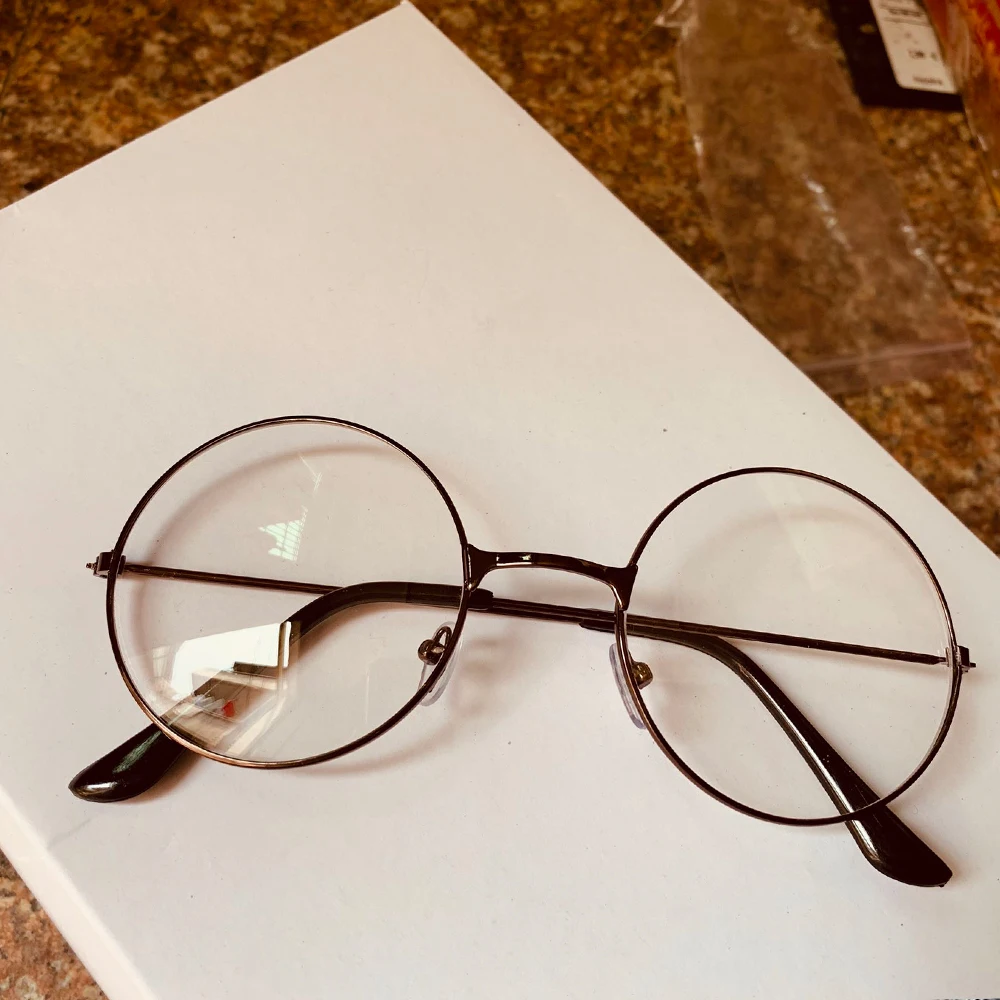 Для женщин Винтаж круглая металлическая оправа для очков синий светильник