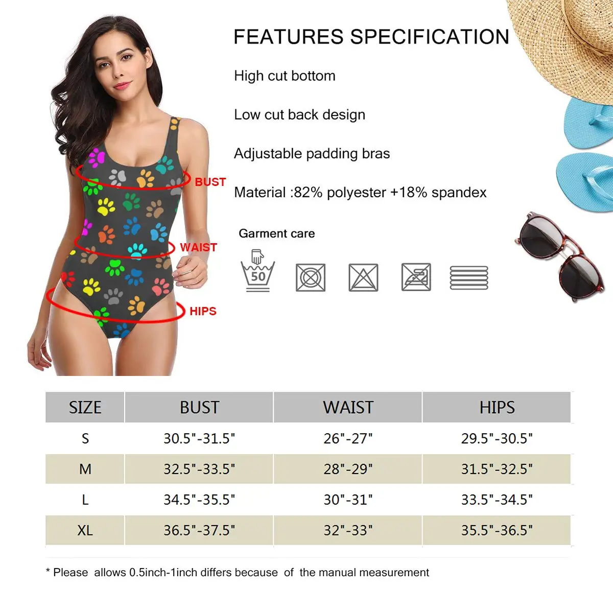 

Swim Suit Women Swimwear Bathing Suit Women Colorful Animal Paw Prints